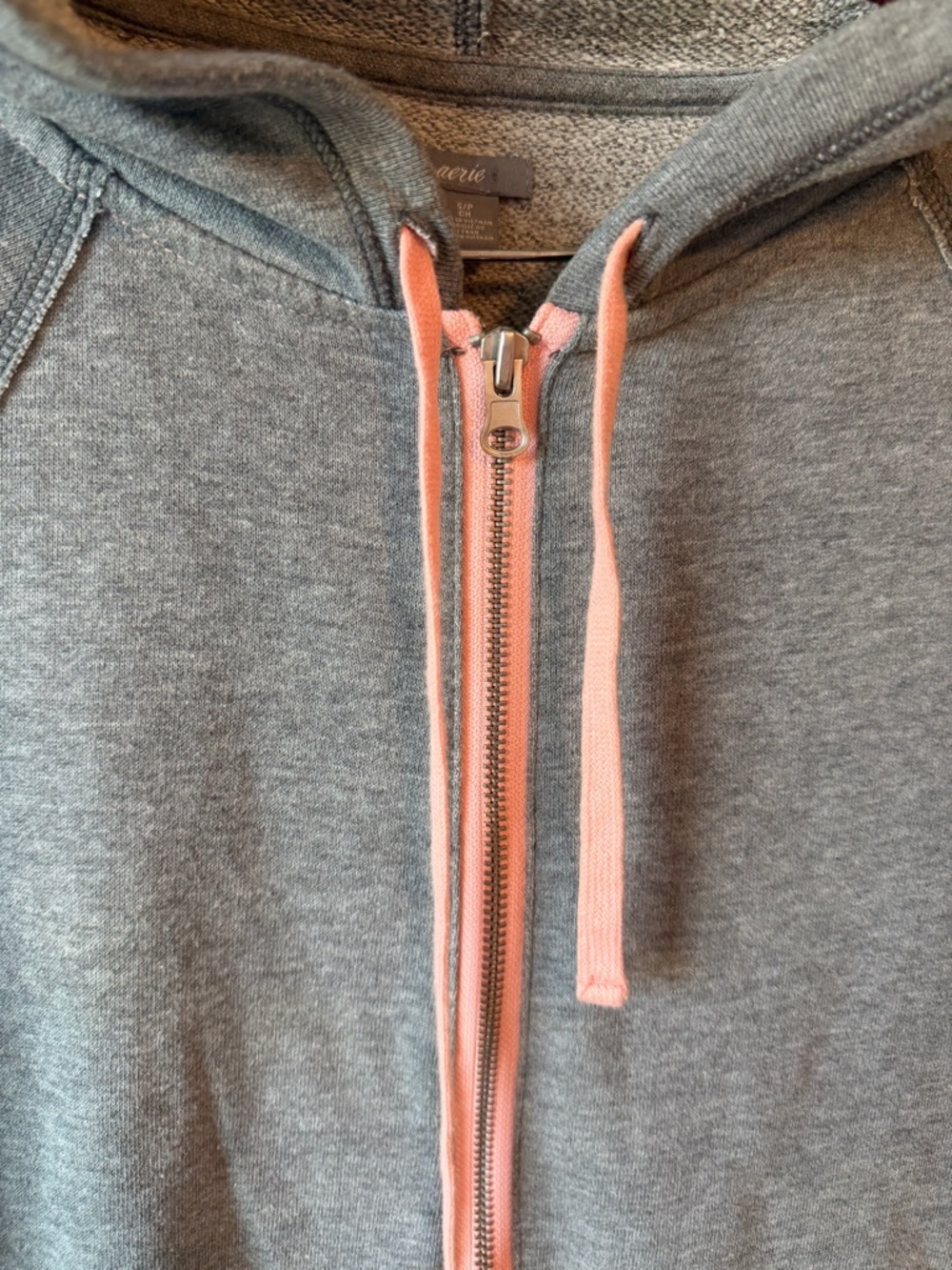 ⚡️Aerie Grey Zip-Up Hoodie with Pink Trim - Picture 2 of 4